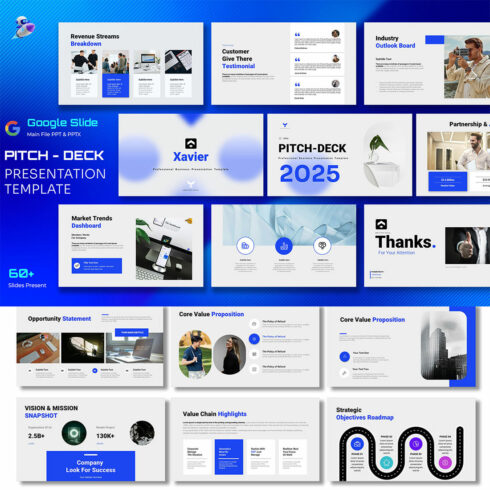 Xavier Pitch & Proposal Master-Deck Google Slide Template cover image.