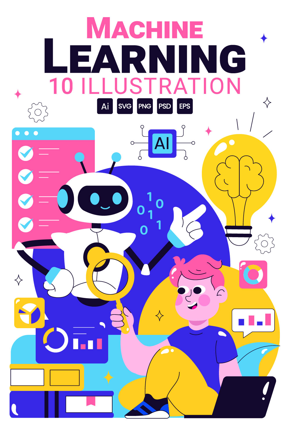 10 Machine Learning Illustration pinterest preview image.