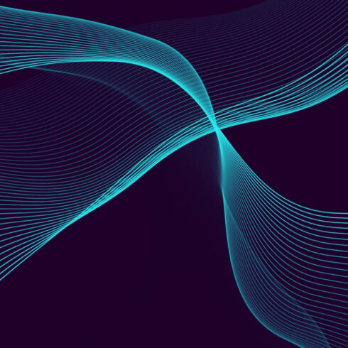 Abstract Motion Graphics Bundle – Layered Purple & Blue Squares + Flowing Turquoise Lines on Dark Background cover image.