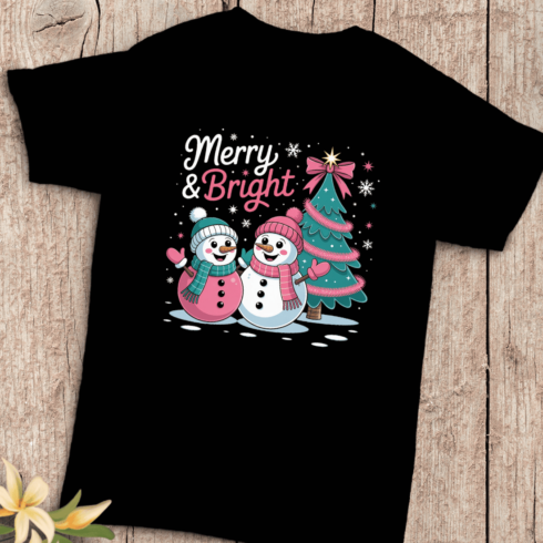 Merry & Bright T-shirt Design cover image.