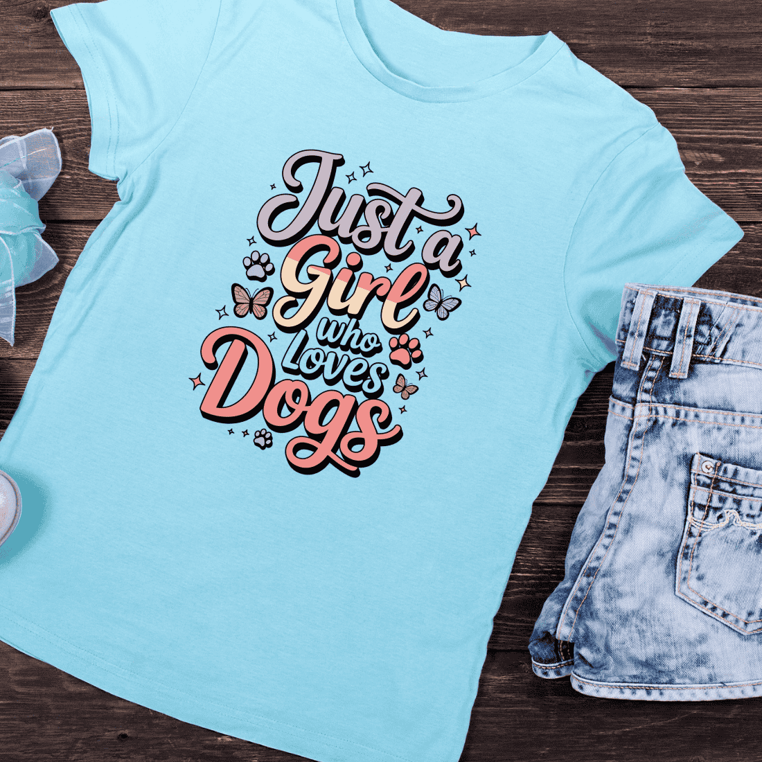 Just a Girl Who Loves Dogs T-Shirt Design preview image.