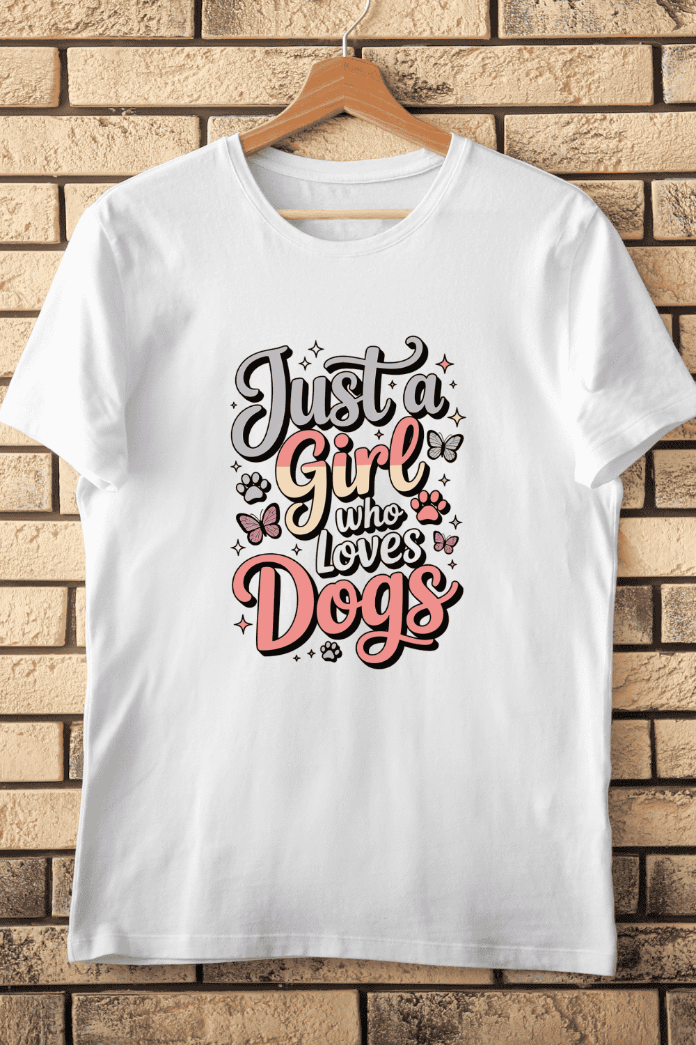 Just a Girl Who Loves Dogs T-Shirt Design pinterest preview image.