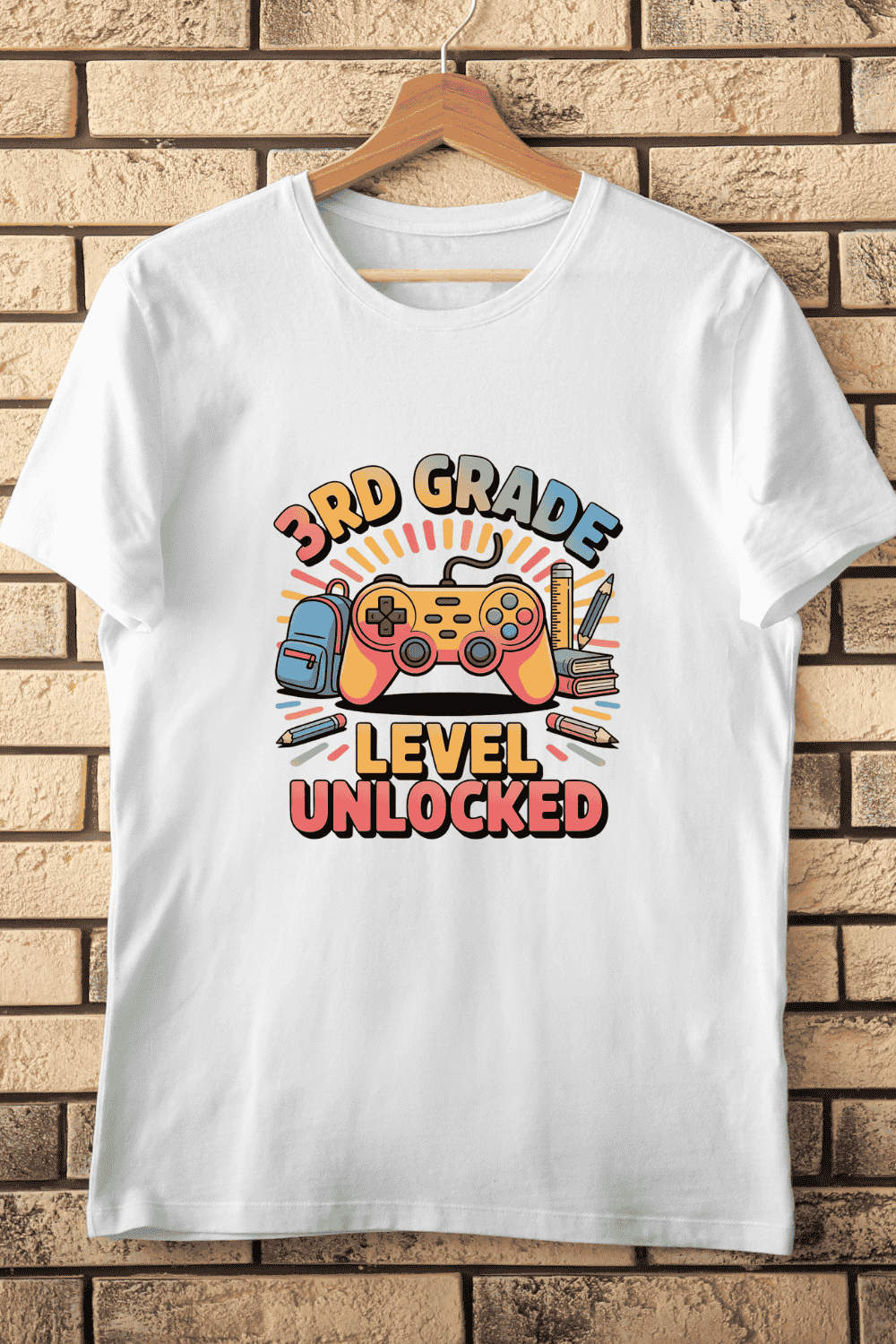 3rd Grade Level Unlocked Back to School T-Shirt Design pinterest preview image.