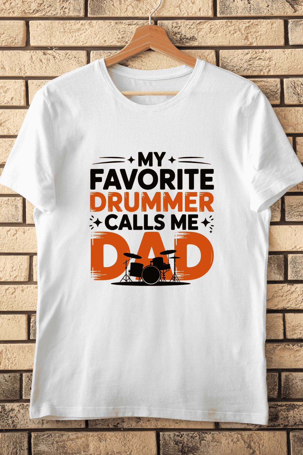 My Favorite Drummer Calls Me Dad T-Shirt Design pinterest preview image.