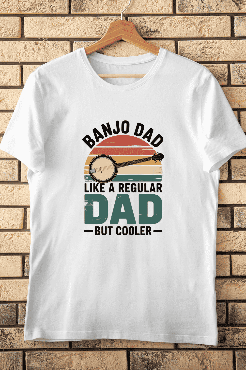 Retro Banjo Dad T-Shirt Design pinterest preview image.