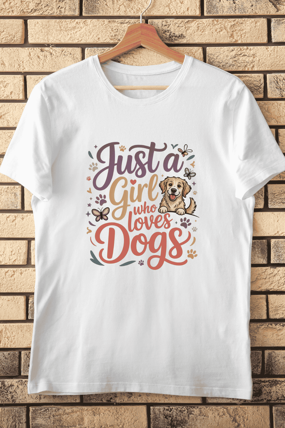 Girls and Dogs Typography T-Shirt Design pinterest preview image.