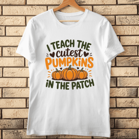 Cute Fall Pumpkins for Teacher T-shirt Design cover image.