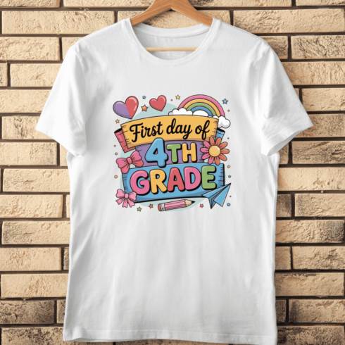 First Day of 4th Grade T-Shirt Design cover image.
