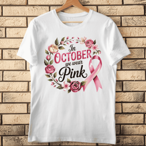Pink Breast Cancer Awareness T-shirt Design cover image.