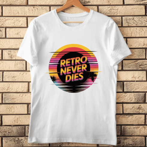 80s Sunset with Palm Trees T-shirt Design cover image.