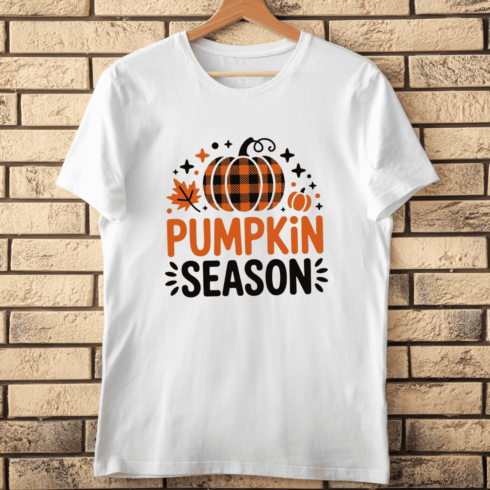 Pumpkin Season Autumn Plaid Pumpkin T-shirt Design cover image.