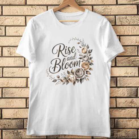 Botanical Typography Rose T-shirt Design cover image.