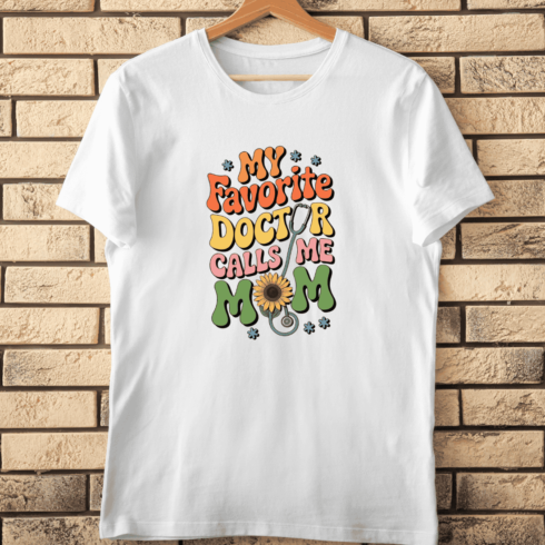 Doctor Mom with Sunflower and Stethoscope T-Shirt Design cover image.