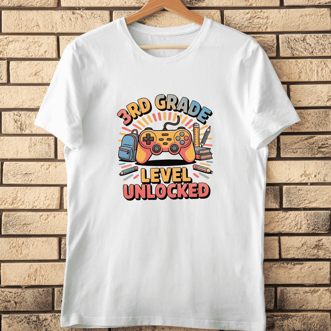 3rd Grade Level Unlocked Back to School T-Shirt Design cover image.