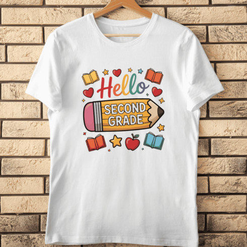 Back to School Hello Second Grade T-Shirt Design cover image.