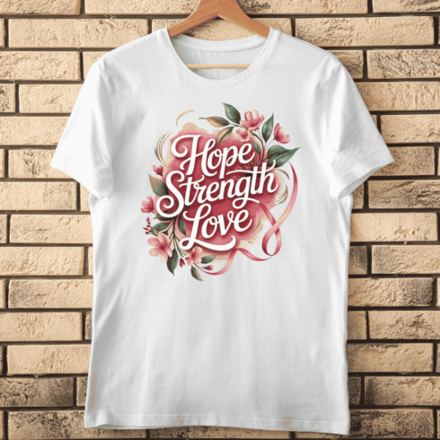 Hope Strength Love PNG T-shirt Design cover image.