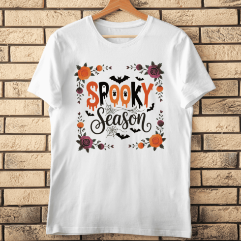 Festive Spooky Season T-shirt Design cover image.