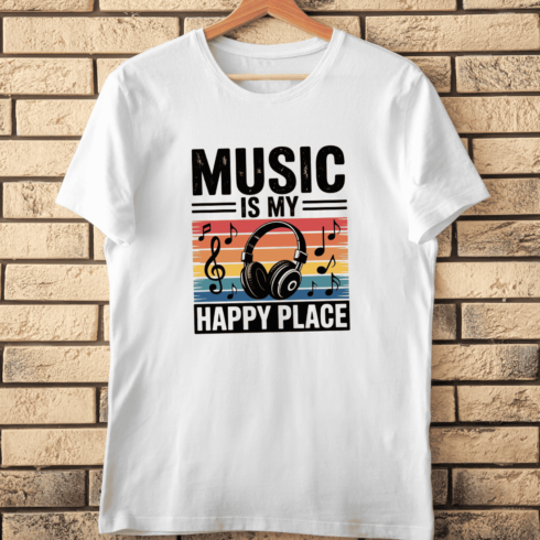 Vintage Headphones and Sunset T-Shirt Design cover image.