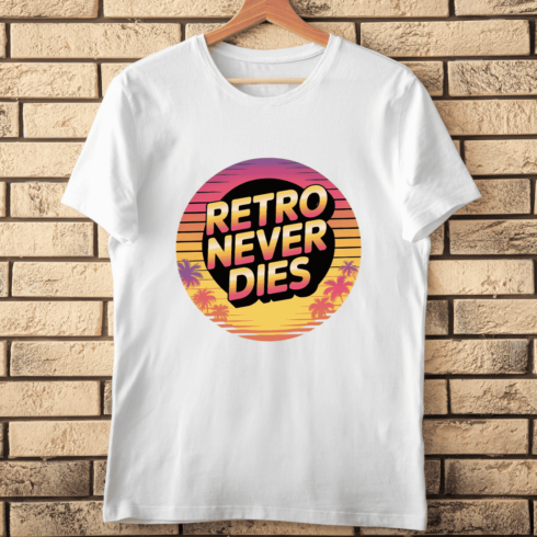 Retro Sunset and Palm Trees T-shirt Design cover image.