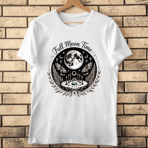 Full Moon Time T-shirt Design cover image.