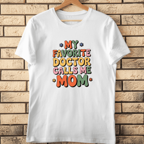 70s Style Proud Mom of a Doctor T-Shirt Design cover image.