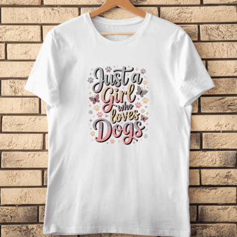 Cute Hand Lettering for Dog Lovers T-Shirt Design cover image.