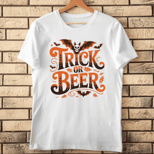 Bats, Moon, and Trick or Beer T-shirt Design cover image.