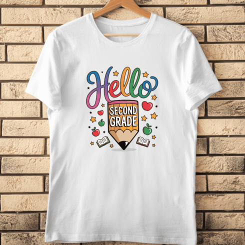 Cute Hello Second Grade T-Shirt Design cover image.