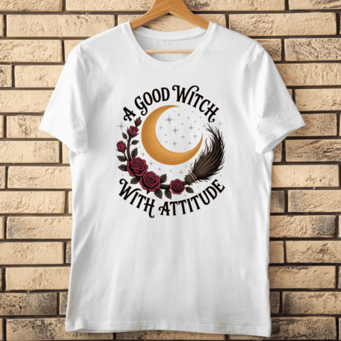 A Good Witch with Attitude Typography T-shirt Design cover image.