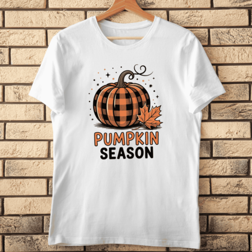 Pumpkin Season PNG Plaid Pumpkin T-shirt Design cover image.