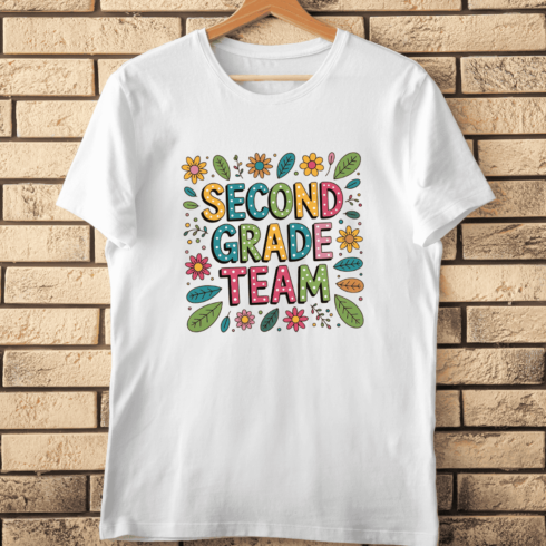 Cute Second Grade Teacher T-Shirt Design cover image.