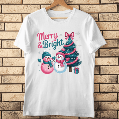 Snowmen & Tree T-shirt Design cover image.