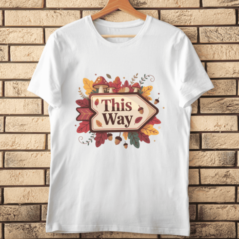 Autumn This Way Sign T-shirt Design cover image.