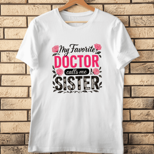 Floral Sister of a Doctor T-Shirt Design cover image.