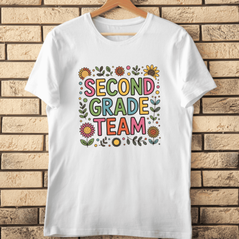 Colorful Polka Dot Second Grade Team T-Shirt Design cover image.