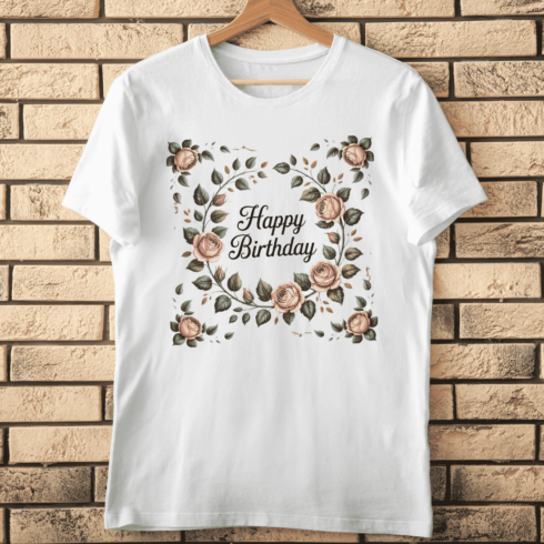 Vintage Floral Birthday T-shirt Design cover image.