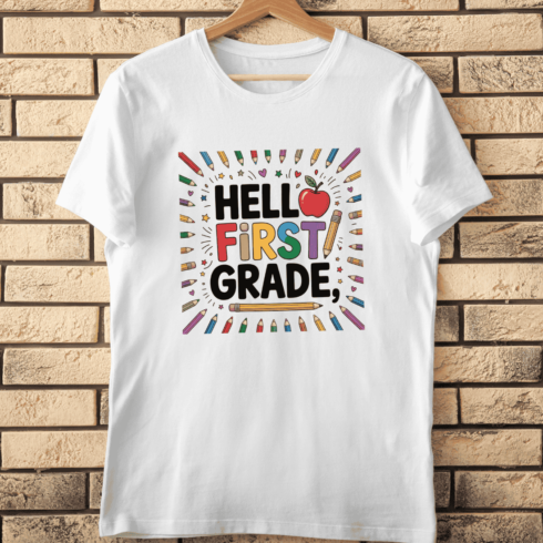 First Grade Student Back to School T-Shirt Design cover image.