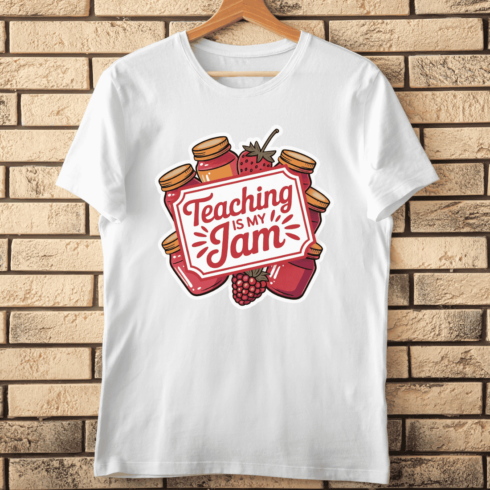 Teacher Appreciation with Fruit Jam Jars T-Shirt Design cover image.