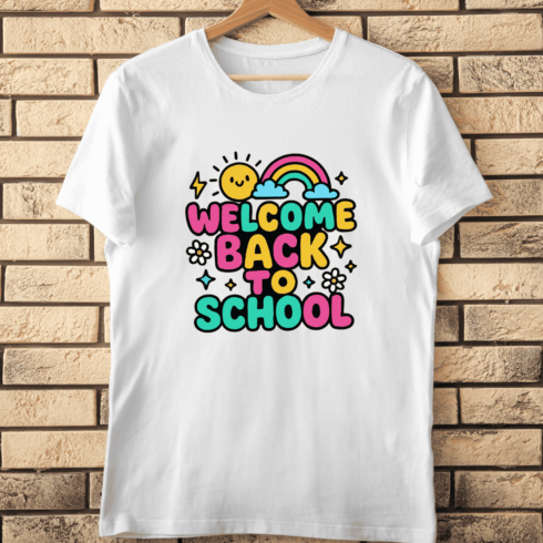 Welcome Back to School Typography T-Shirt Design cover image.