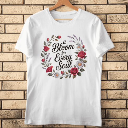 A Bloom for Every Soul Floral Wreath T-shirt Design cover image.