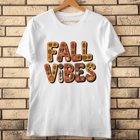Retro Fall Vibes Lettering T-shirt Design cover image.
