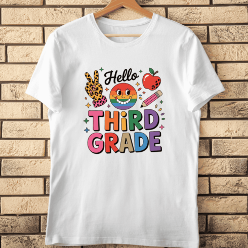 Retro Hello Third Grade T-Shirt Design cover image.