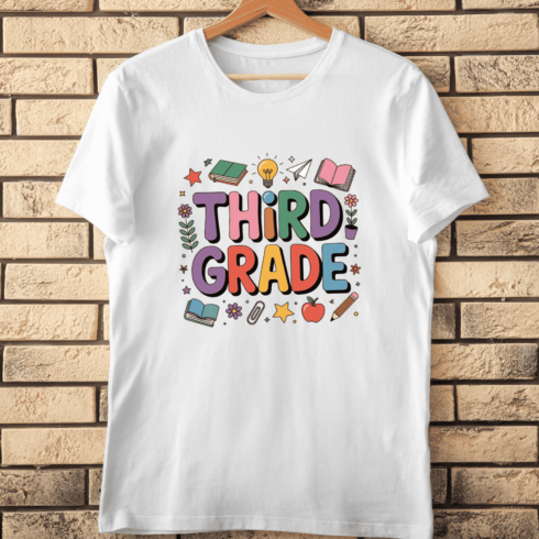 Colorful Third Grade Slogan T-Shirt Design cover image.