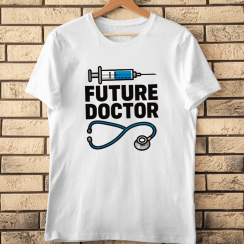 Future Doctor with Stethoscope T-Shirt Design cover image.