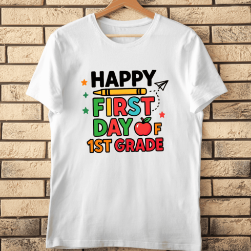 First Day of 1st Grade with Pencil T-Shirt Design cover image.
