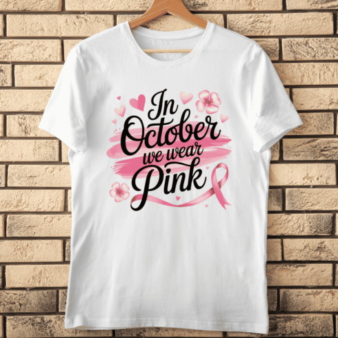 In October We Wear Pink PNG T-shirt Design cover image.