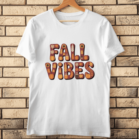 Fall Vibes Lettering Autumn T-shirt Design cover image.