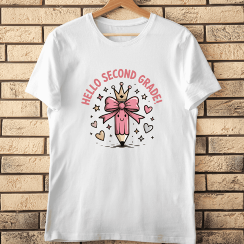 Hello Second Grade! with Princess Pencil T-Shirt Design cover image.