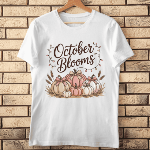 October Blooms Pumpkin T-shirt Design cover image.