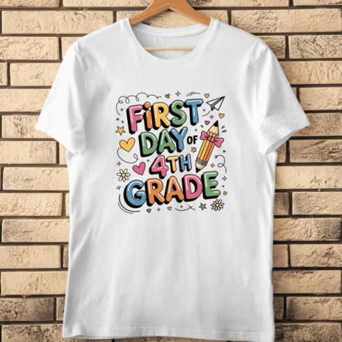 Back to School First Day of 4th Grade T-Shirt Design cover image.